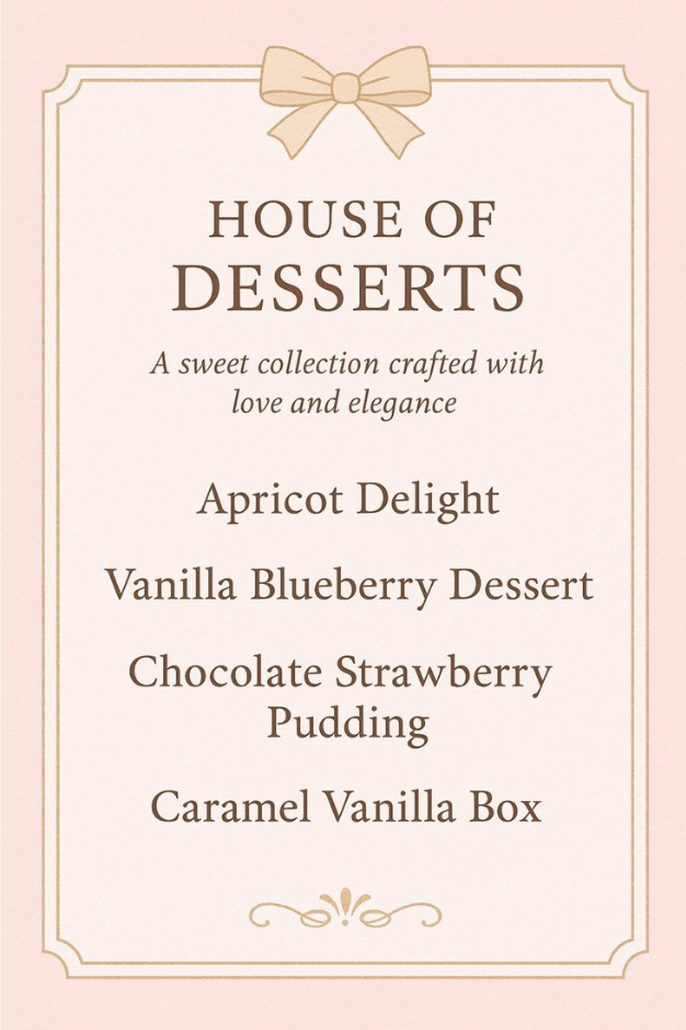 House of Desserts Menu
